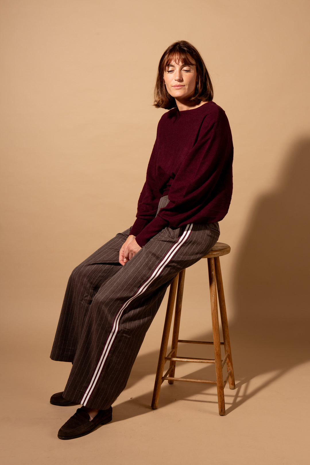 Wide Leg Pin Stripe Trouser