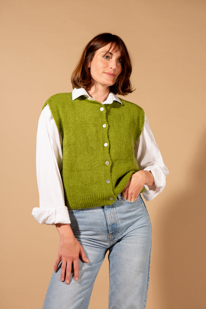 Mohair Button Through Tank Top