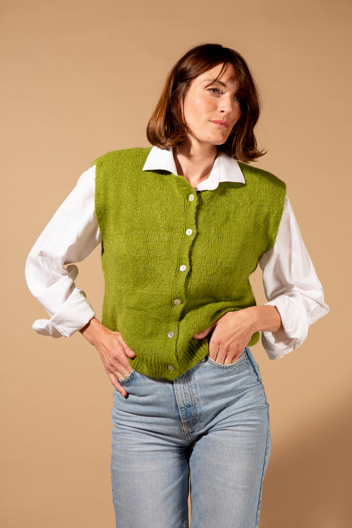 Mohair Button Through Tank Top