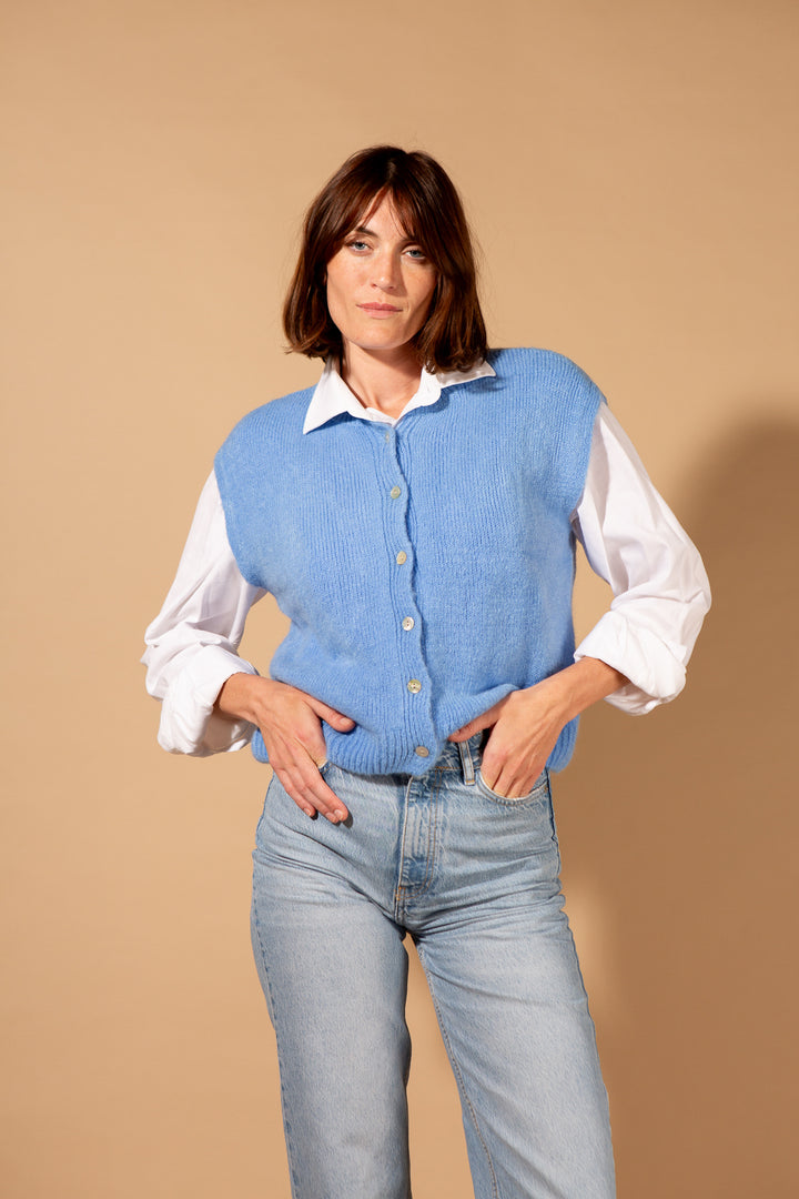 Mohair Button Through Tank Top