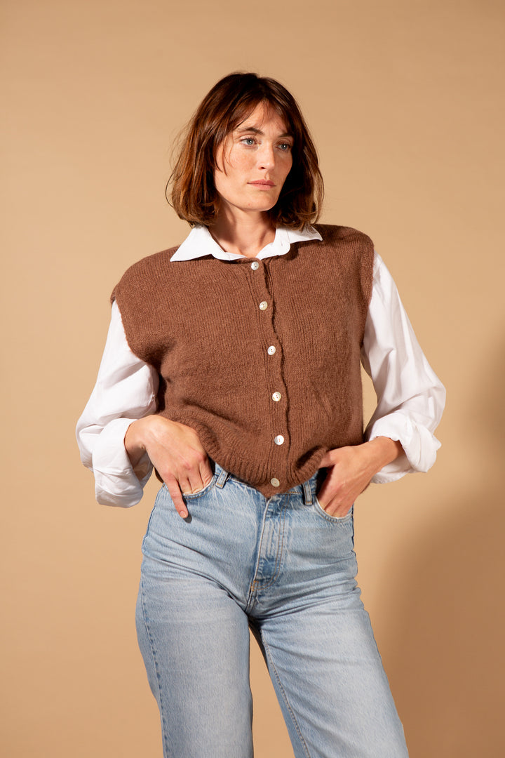 Mohair Button Through Tank Top