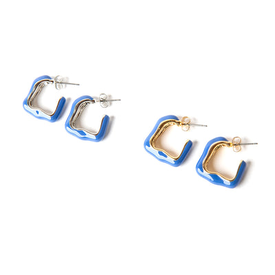 The Nadine earrings in royal blue with a quirky shape and butterfly back fastenings