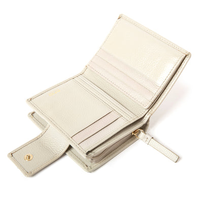 The Naples Leather Wallet in Ice Grey made from luxurious Italian Leather with gold metal hardware