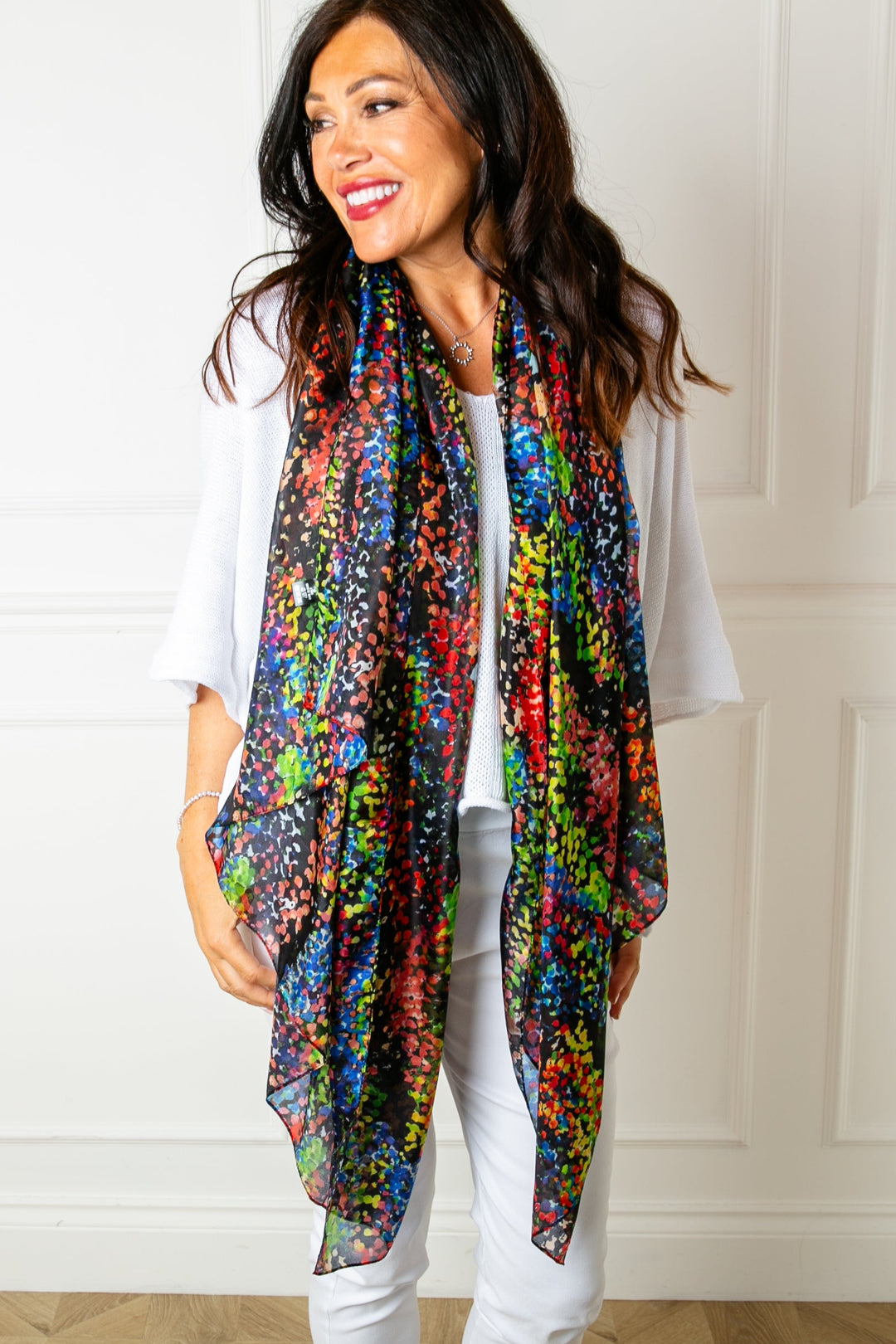 Neon Blossom Silk Scarf