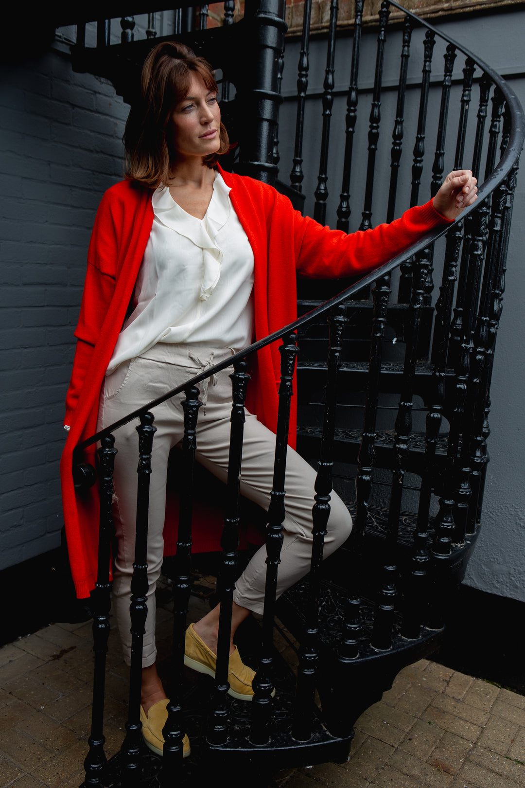 Crepe Ruffle Neck Blouse