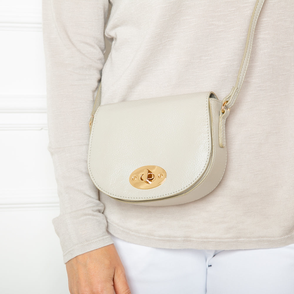 The Paris Leather Handbag in Ice grey made from luxurious 100% italian leather 