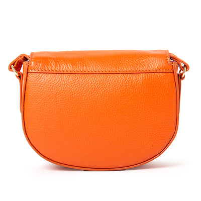The Paris Leather Handbag in mandarin orange perfect for dressing up any outfit 
