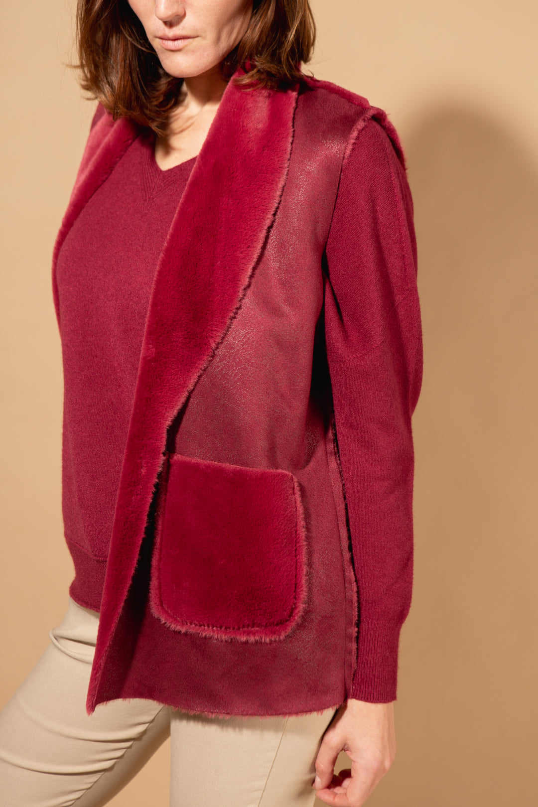 Plain Faux Fur Gilet