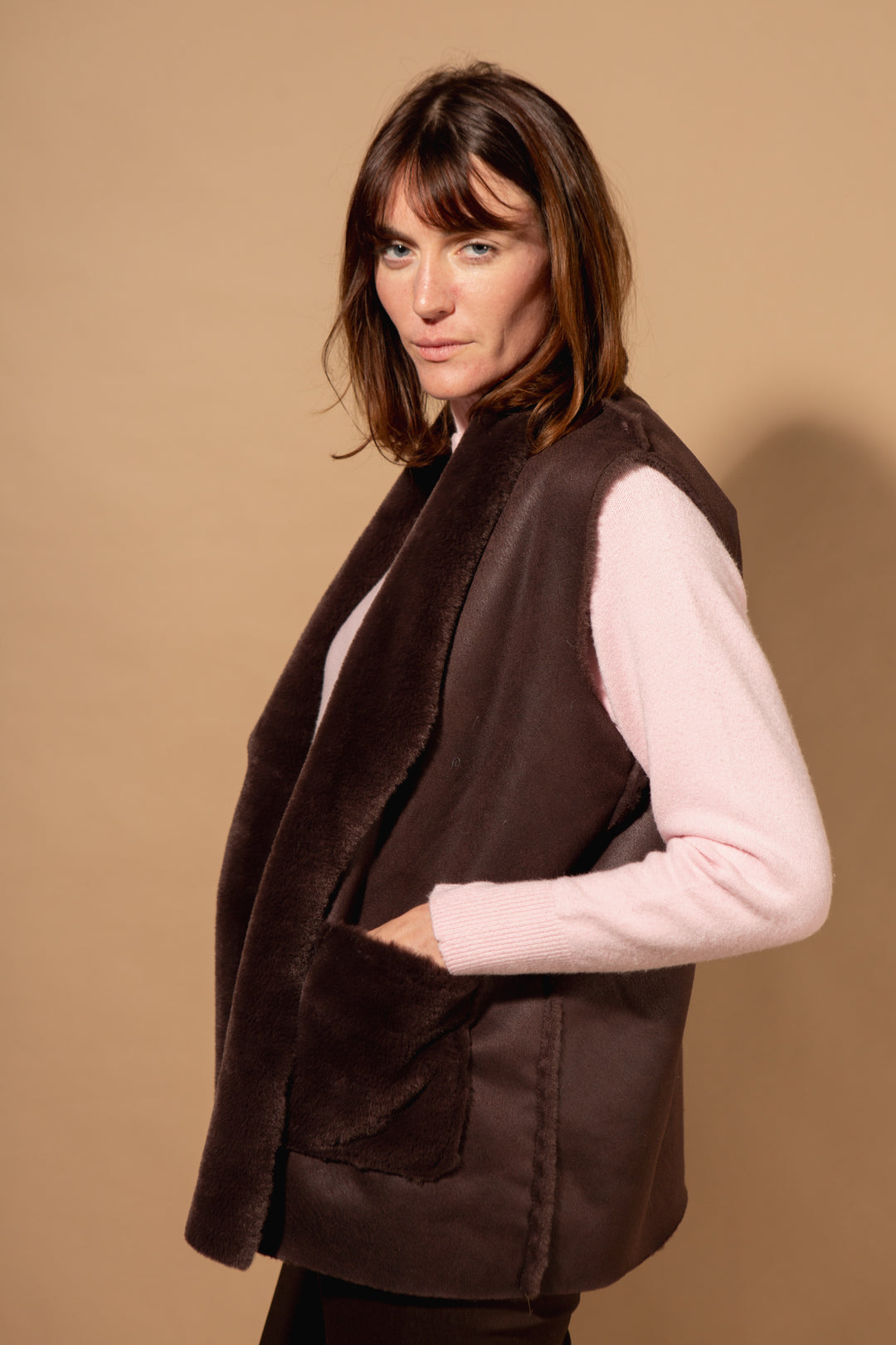 Plain Faux Fur Gilet