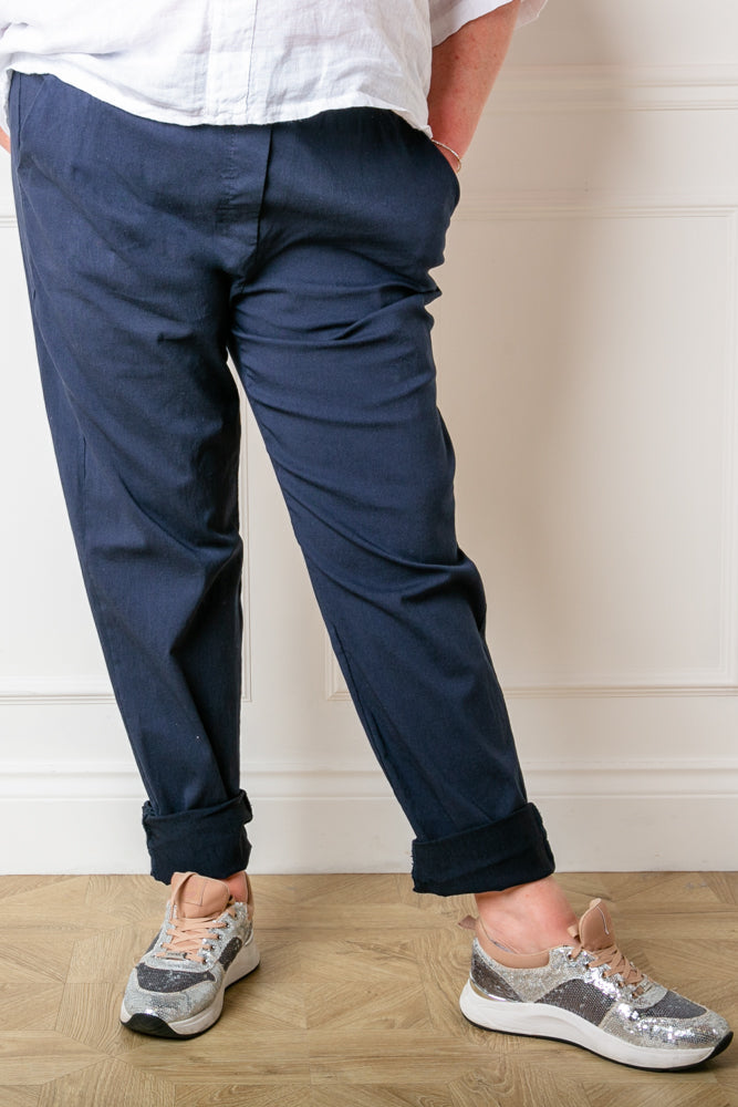 Plus size navy trousers hotsell