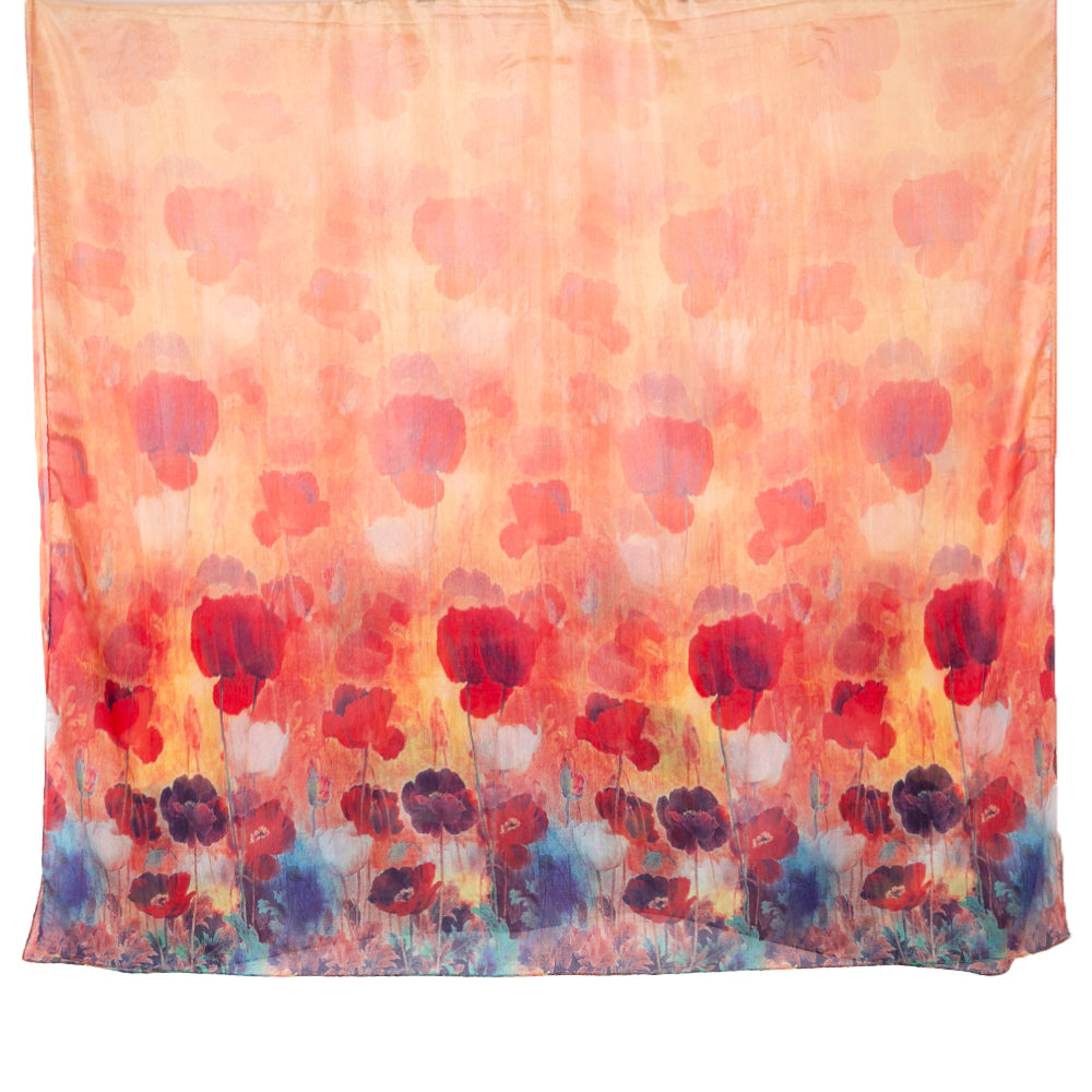 The Poppy Field Silk Scarf made from 100% pure luxury silk