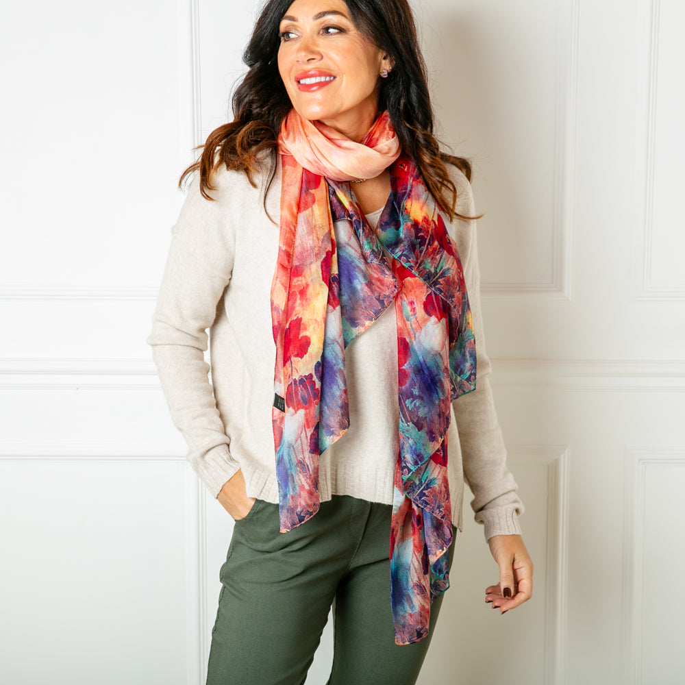 The Poppy Field Silk Scarf which makes a great gift present for women 