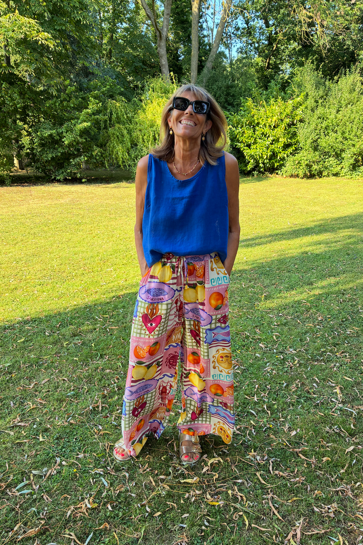 Postcard Print Trousers