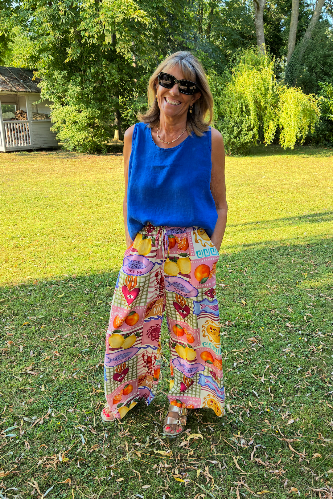 Postcard Print Trousers