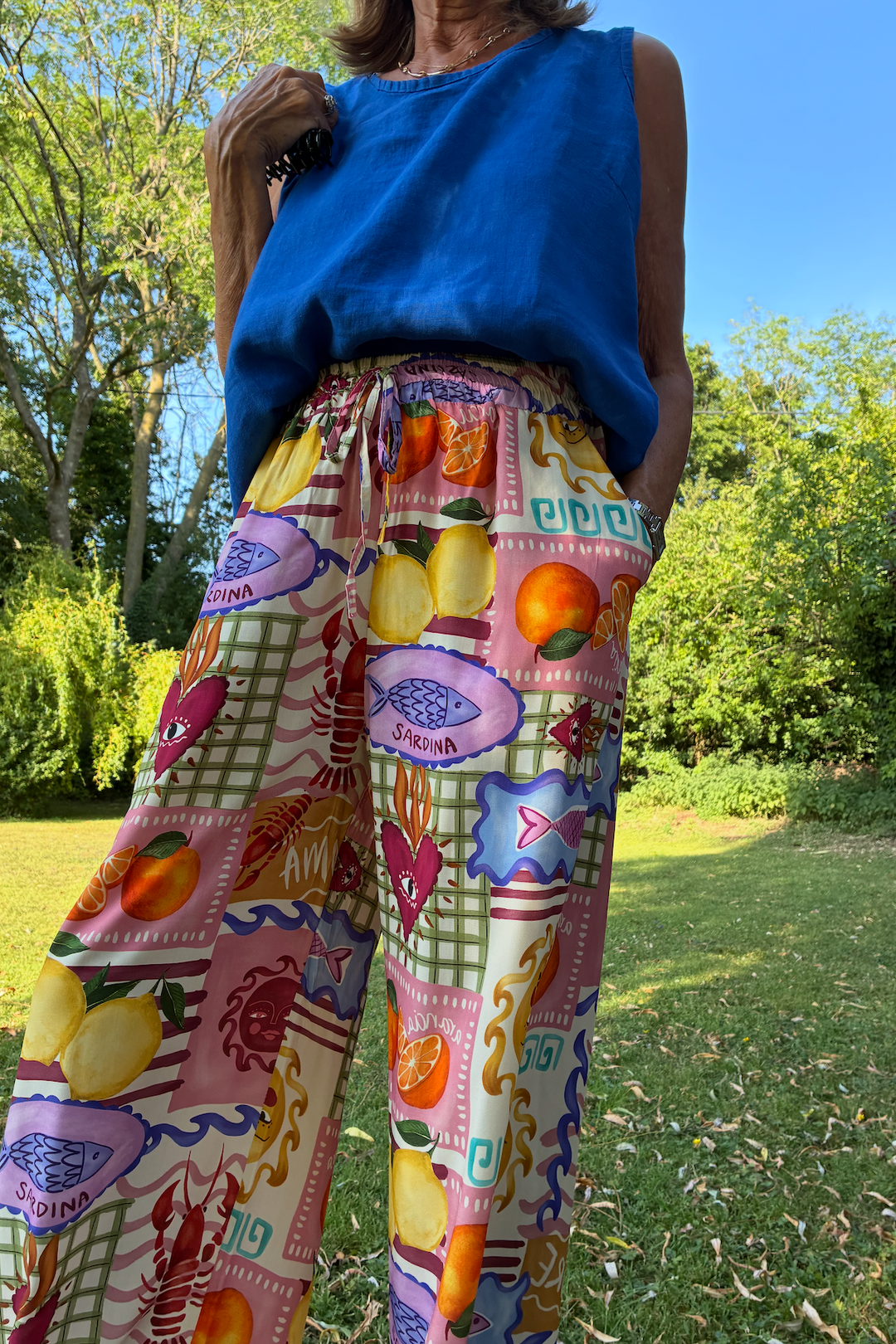 Postcard Print Trousers