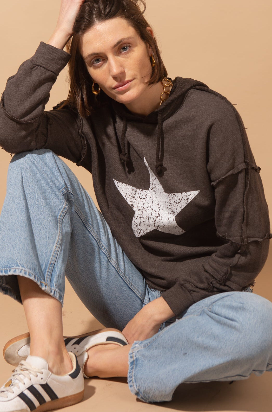 Raw Hem Star Sweatshirt