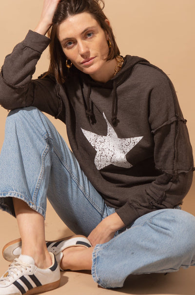 Raw Hem Star Sweatshirt