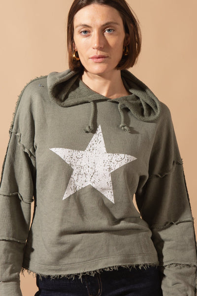 Raw Hem Star Sweatshirt