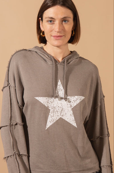 Raw Hem Star Sweatshirt