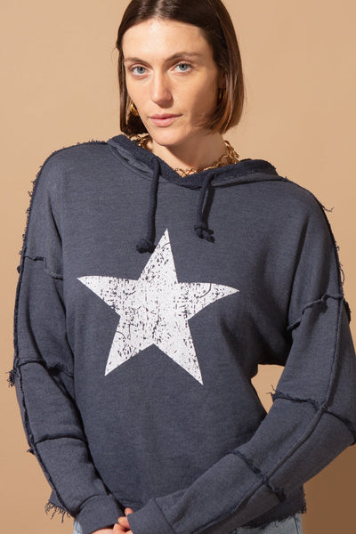 Raw Hem Star Sweatshirt