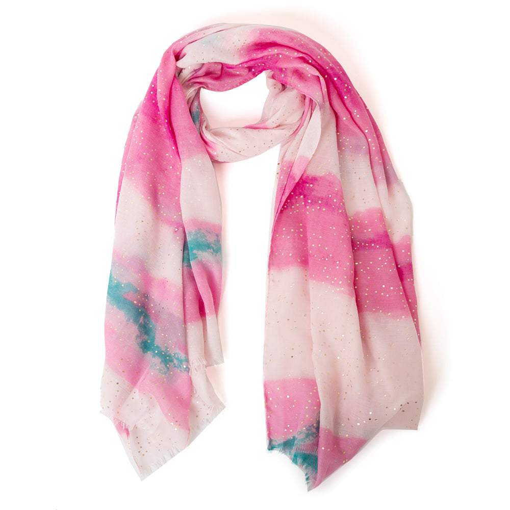 The Reef Scarf in fuchsia pink made from a super soft lightweight blend of viscose and cotton