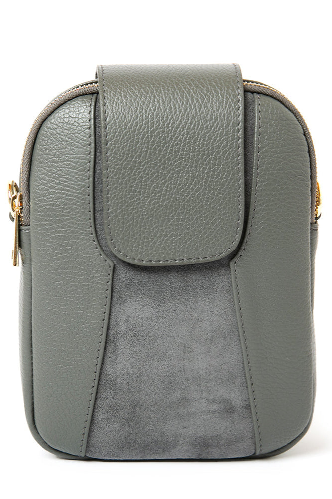 Saffron Leather &amp; Suede Cross Body Handbag