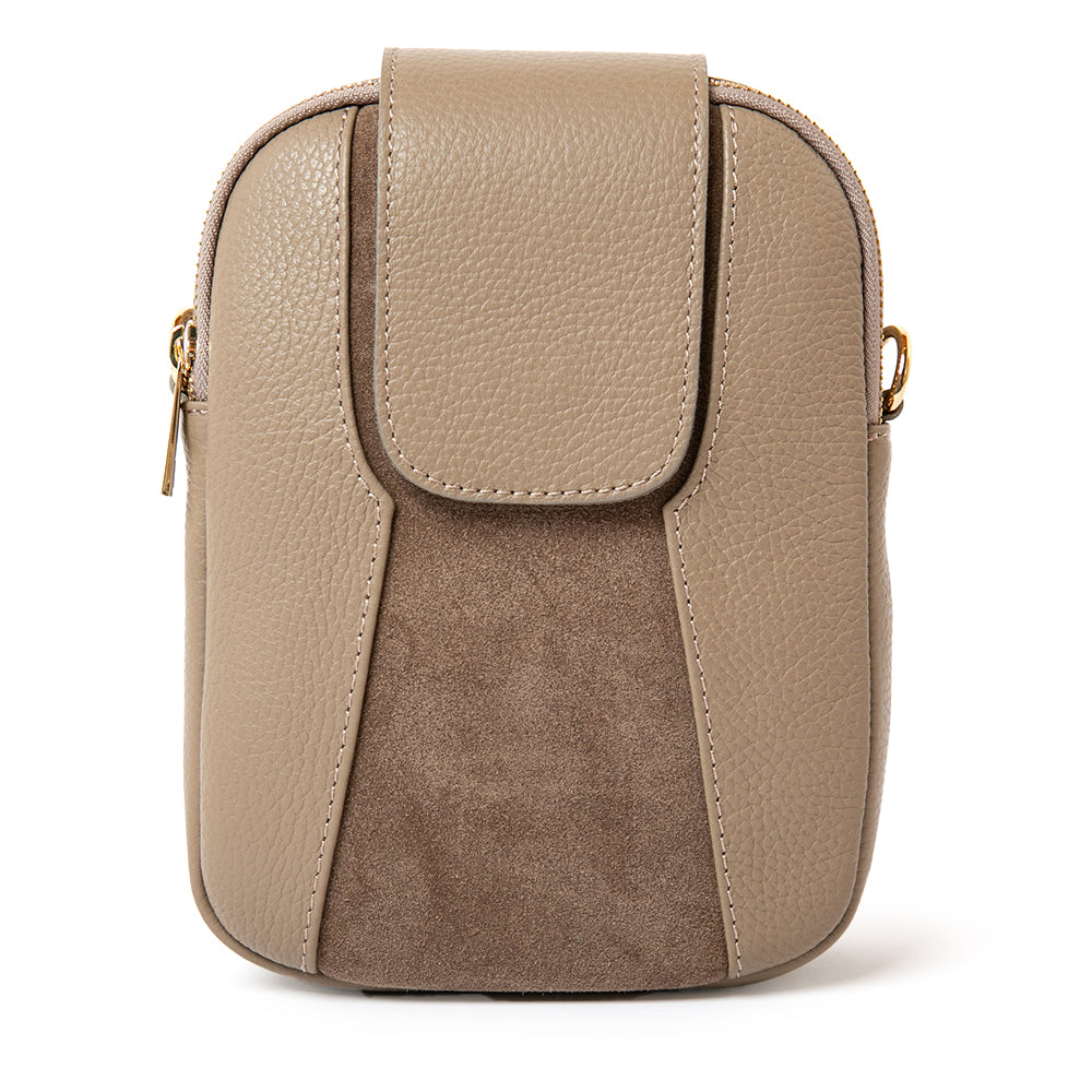 Saffron Leather &amp; Suede Cross Body Handbag