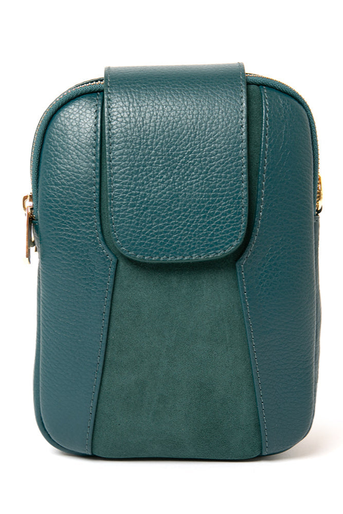 Saffron Leather &amp; Suede Cross Body Handbag