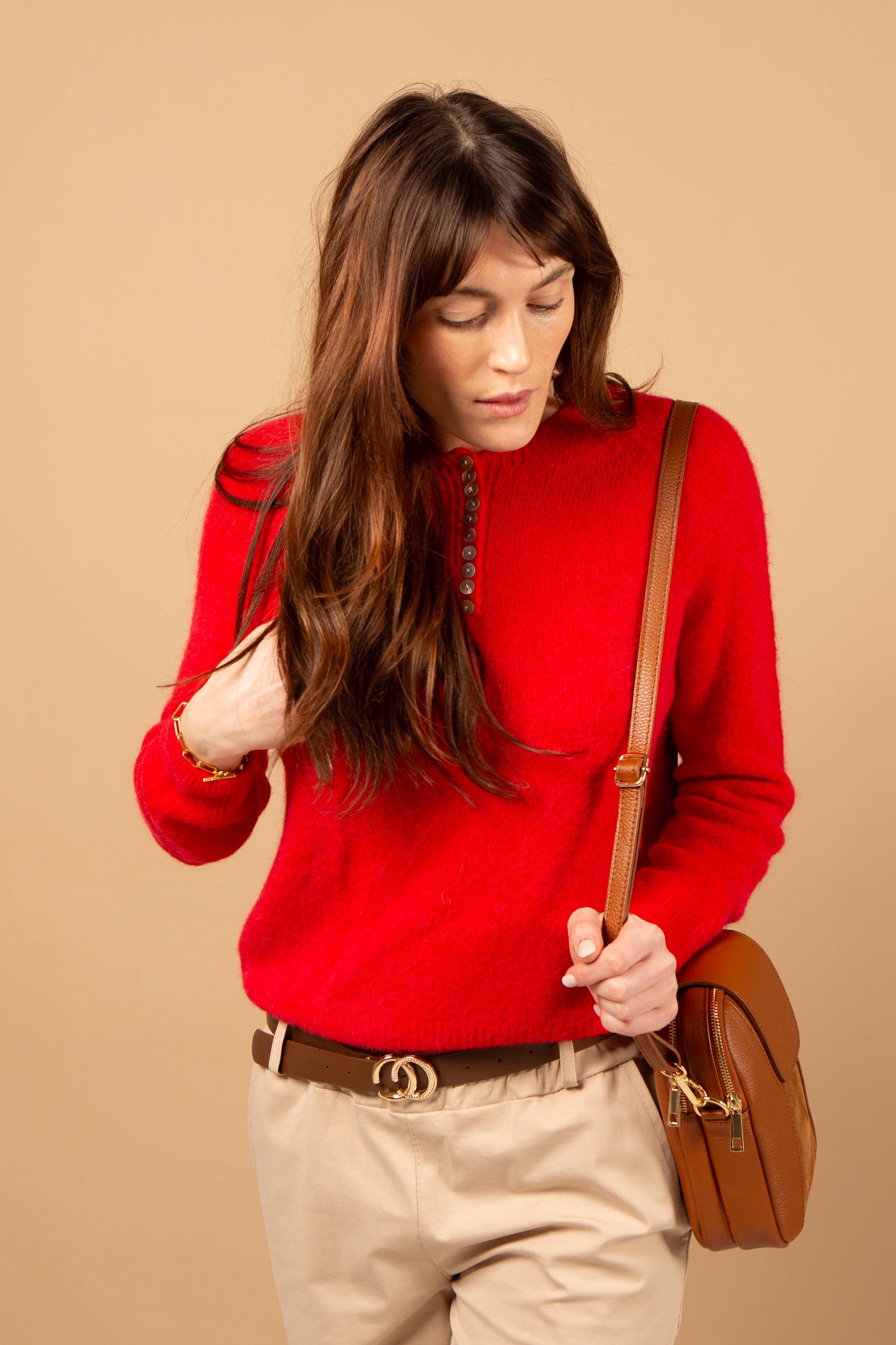 Saffron Leather & Suede Cross Body Handbag