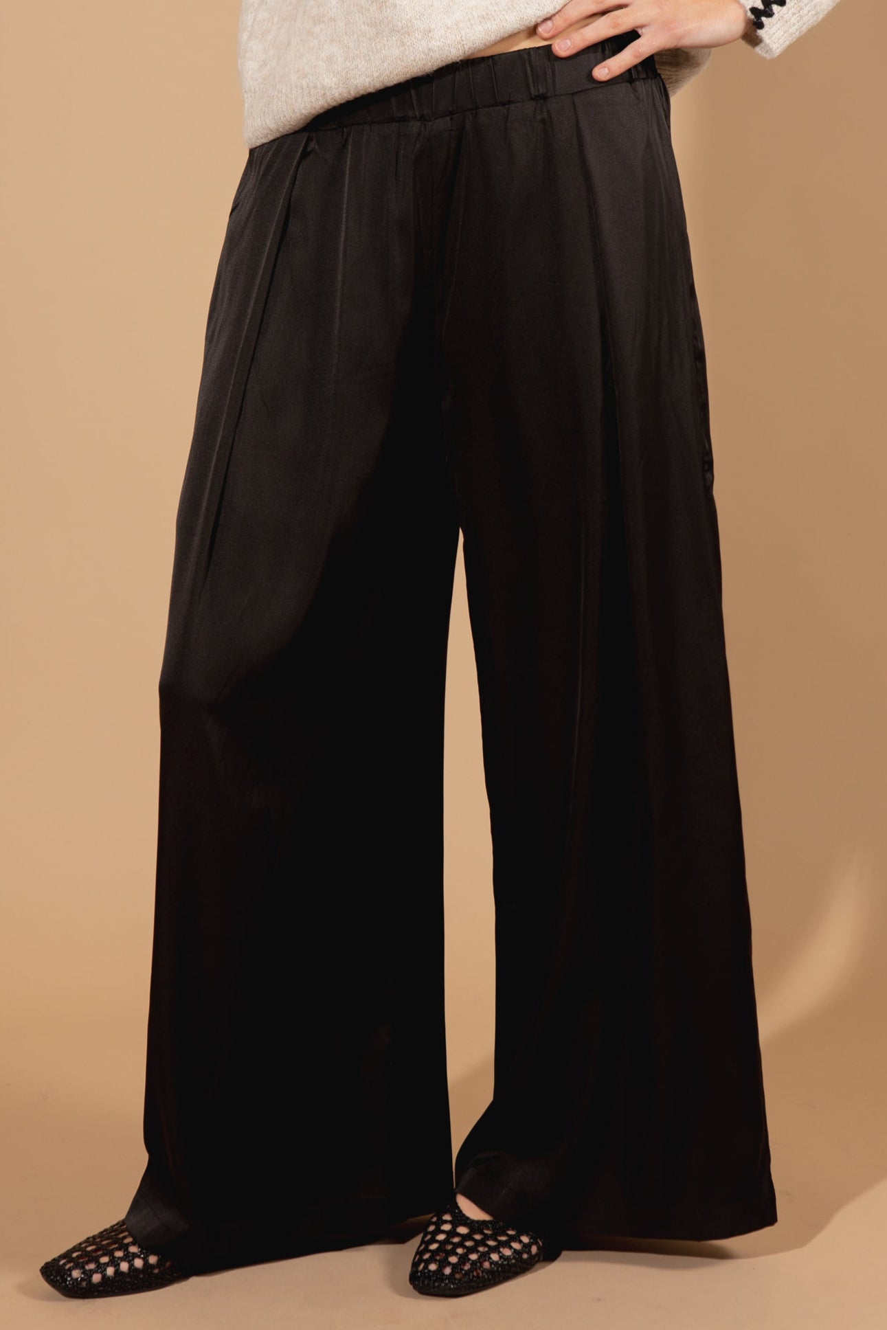Satin Pleat Front Trousers