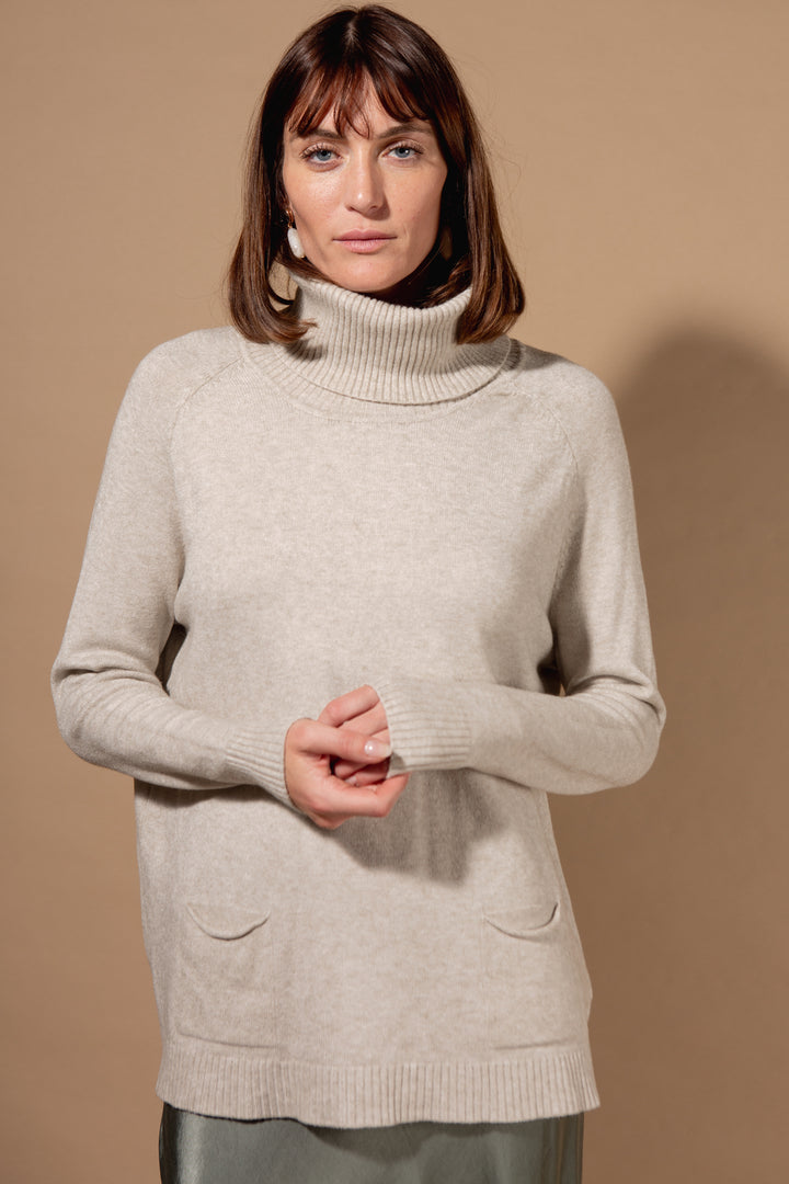 Two Pocket Roll Neck Jumper
