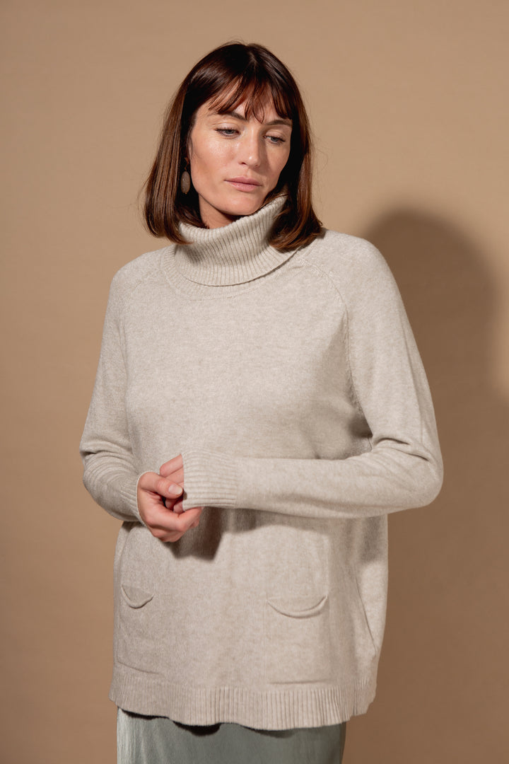 Two Pocket Roll Neck Jumper