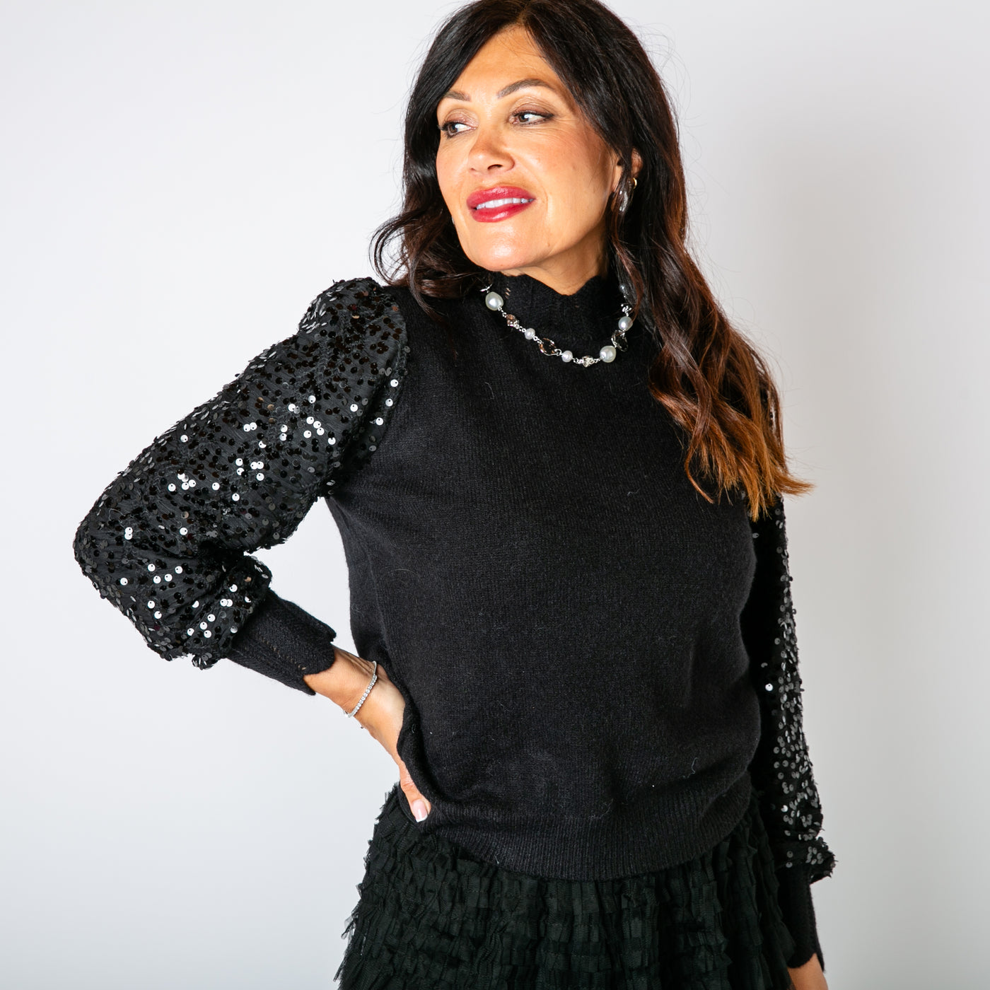 Sequin Sleeve Jumper