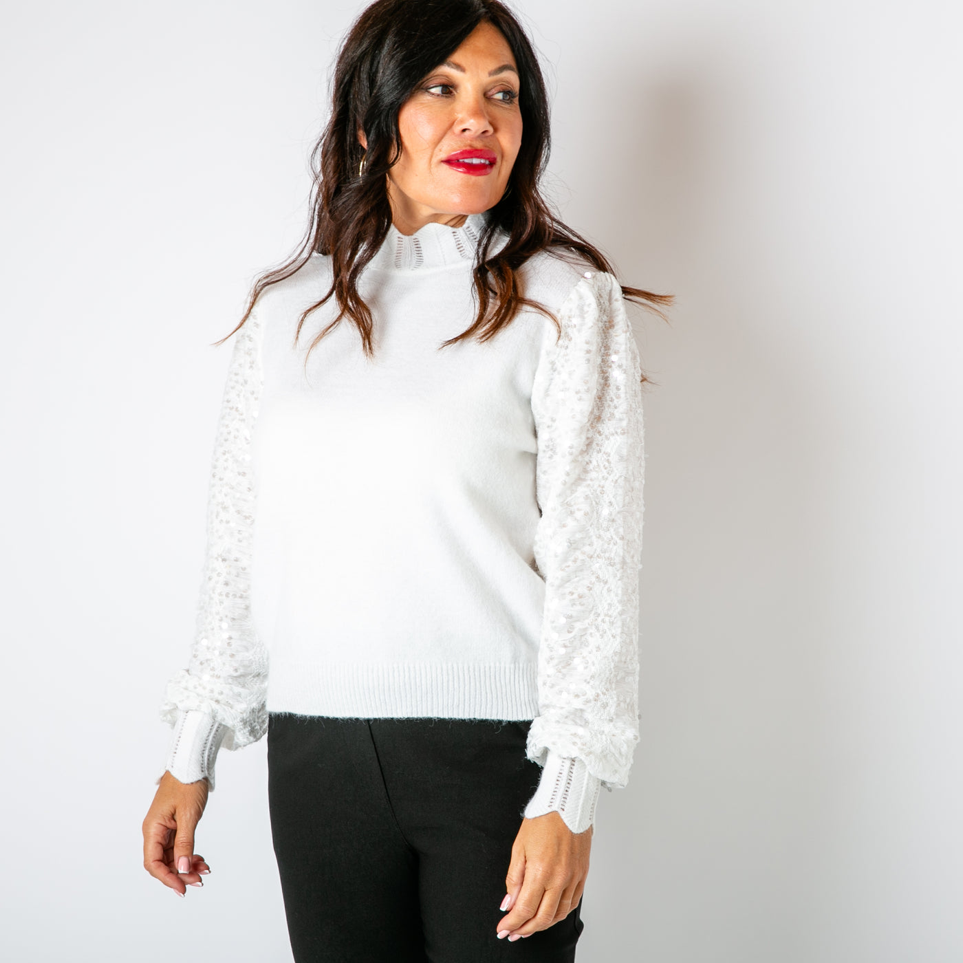 Sequin Sleeve Jumper