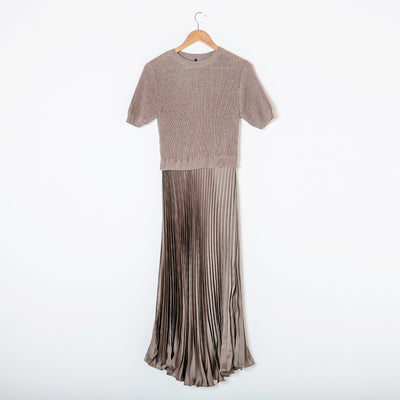 Short Sleeve Pleated Jumper Dress