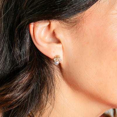 The Silas Earrings in gold with a stud back fastening 