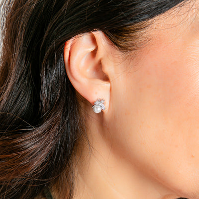 The Silas Earrings in silver with a stud back fastening 