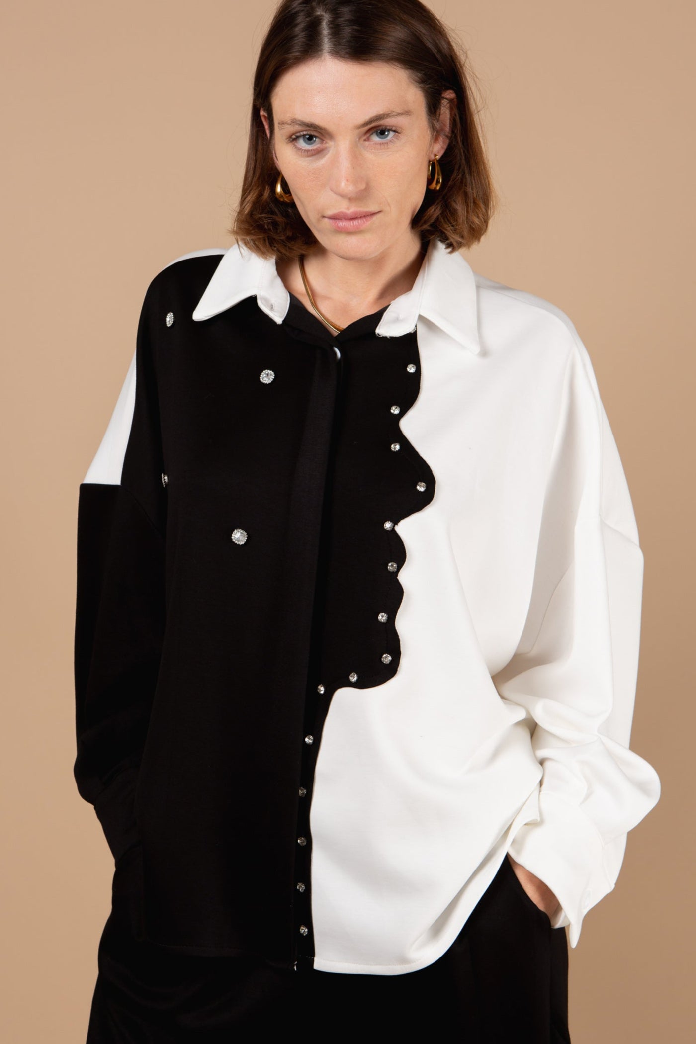 Silhouette Jewelled Oversized Shirt