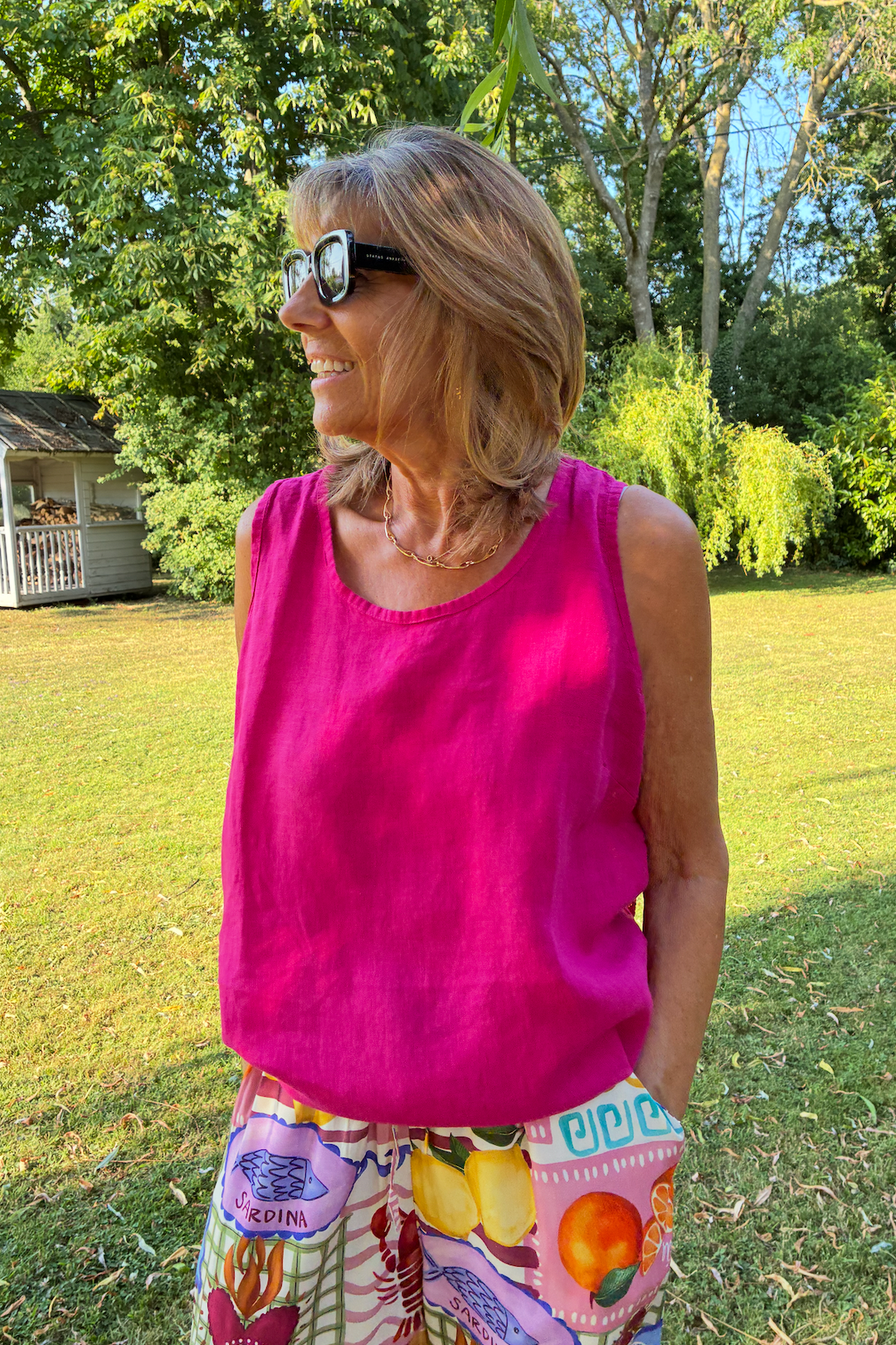 Sleeveless Linen Vest Top