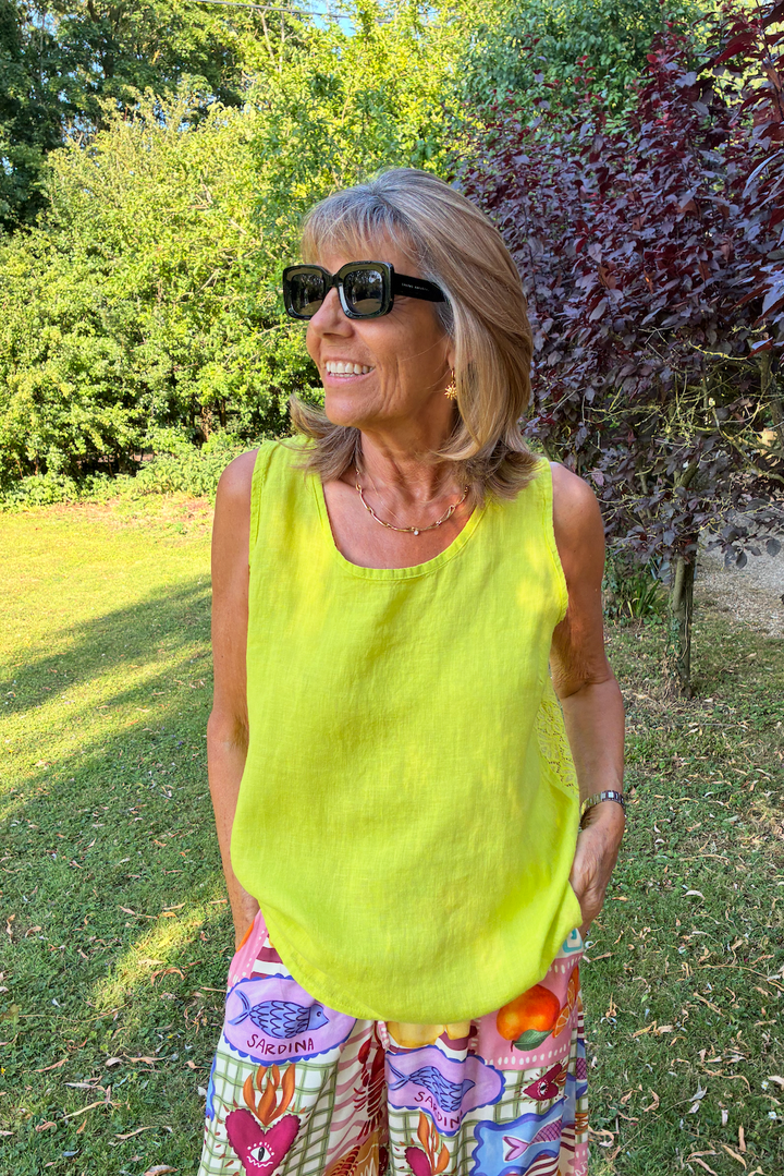 Sleeveless Linen Vest Top