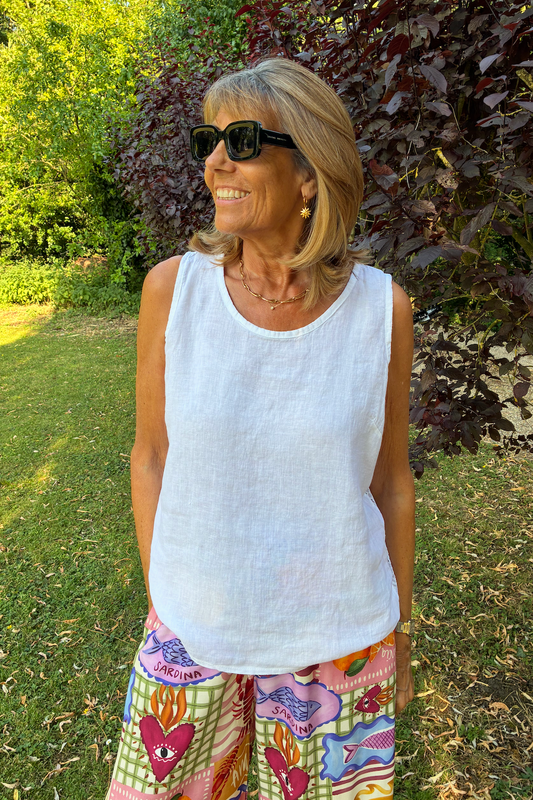 Sleeveless Linen Vest Top