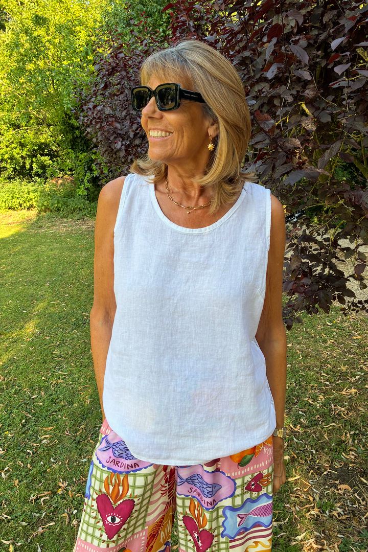 Sleeveless Linen Vest Top