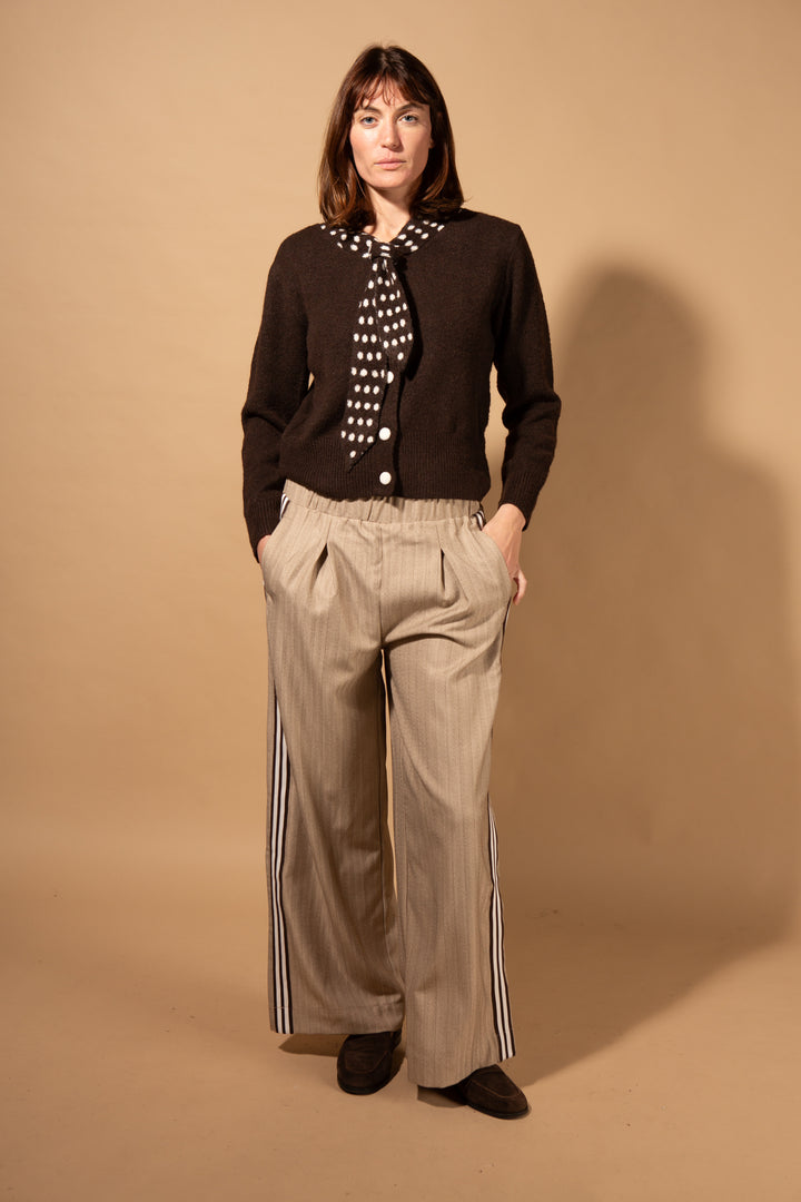 Spot Tie Collared Cardigan