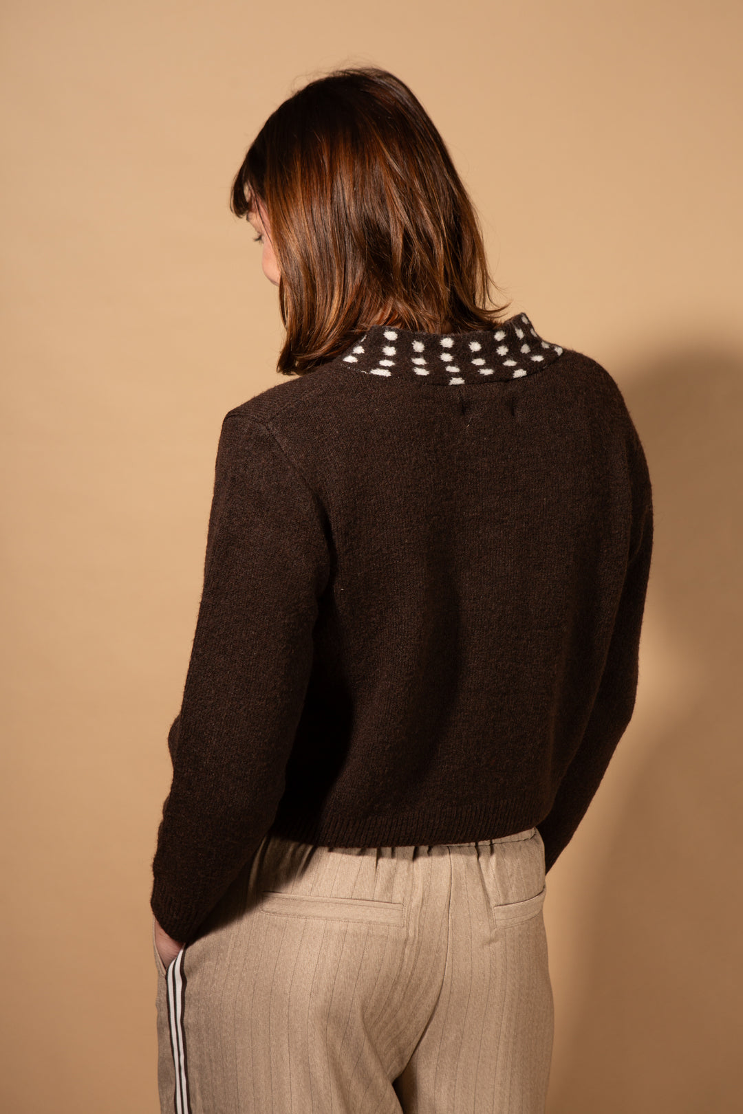 Spot Tie Collared Cardigan