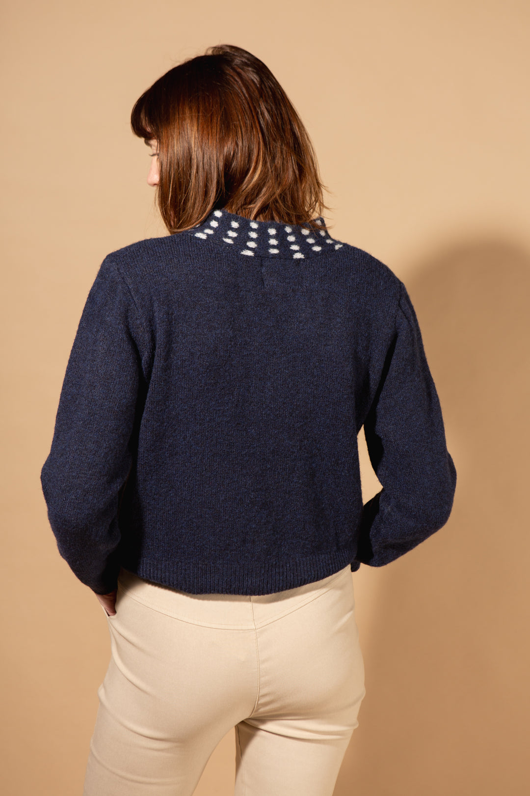 Spot Tie Collared Cardigan