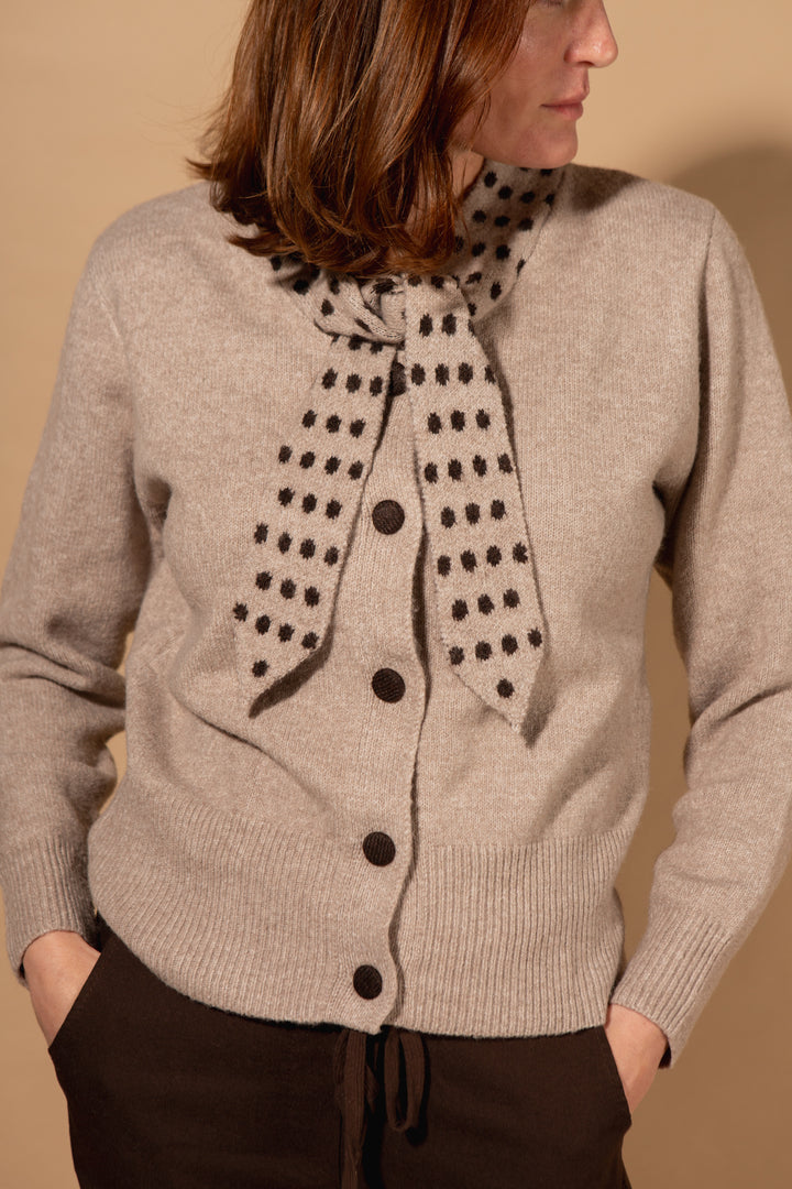Spot Tie Collared Cardigan