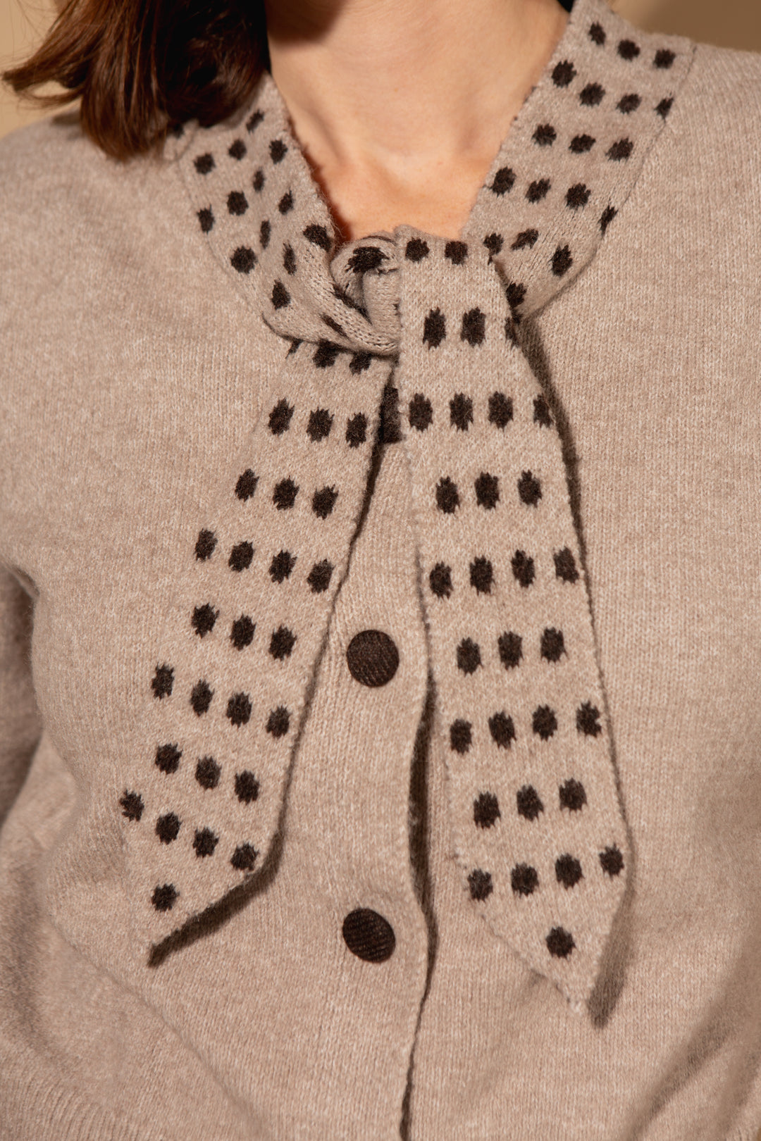 Spot Tie Collared Cardigan