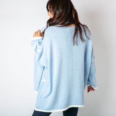 The baby blue Star Jumper & Scarf made from a knitted blend of nylon and acrylic 