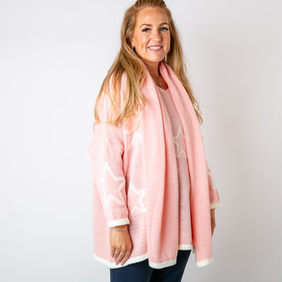 The baby pink Star Jumper & Scarf made from a knitted blend of nylon and acrylic 