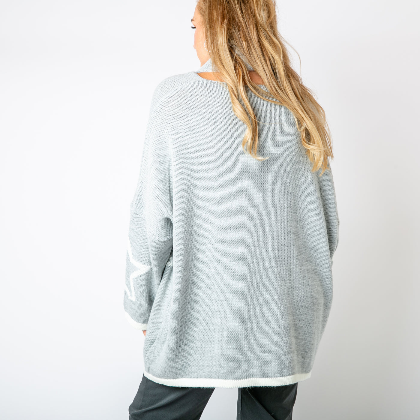 The grey Star Jumper & Scarf with a large star print across the front of the jumper